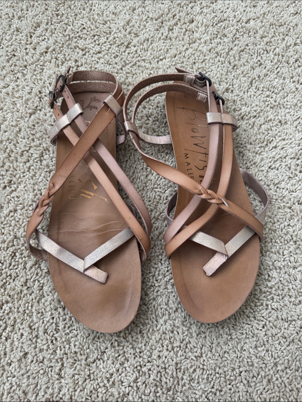 Malibu Women's Strappy Sandals in Rose Gold and Tan